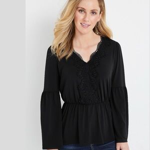 Maurices Crochet Kimono Sleeve Blouse